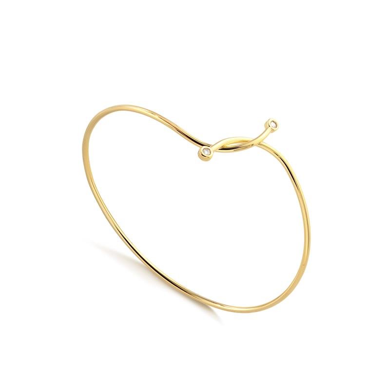 Bracelete Oval Fio Entrelaçado Pedra Cristal Folheado A Ouro