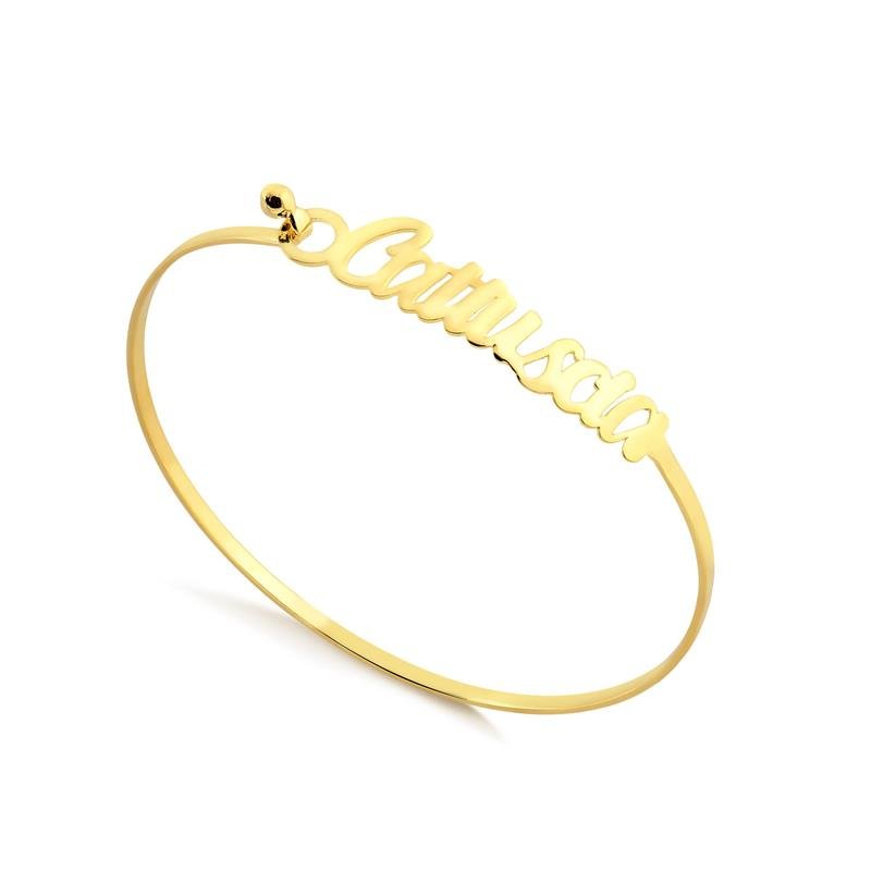 Bracelete Nome Personalizável Folheado A Ouro