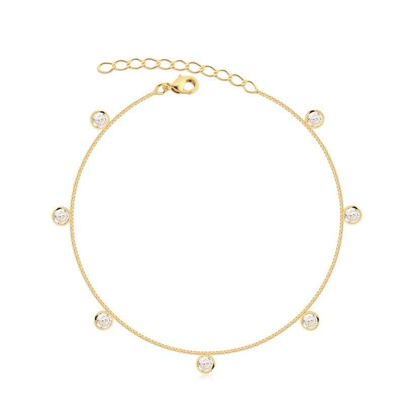 PULSEIRA COM PONTOS DE LUZ CRISTAL FOLHEADO A OURO