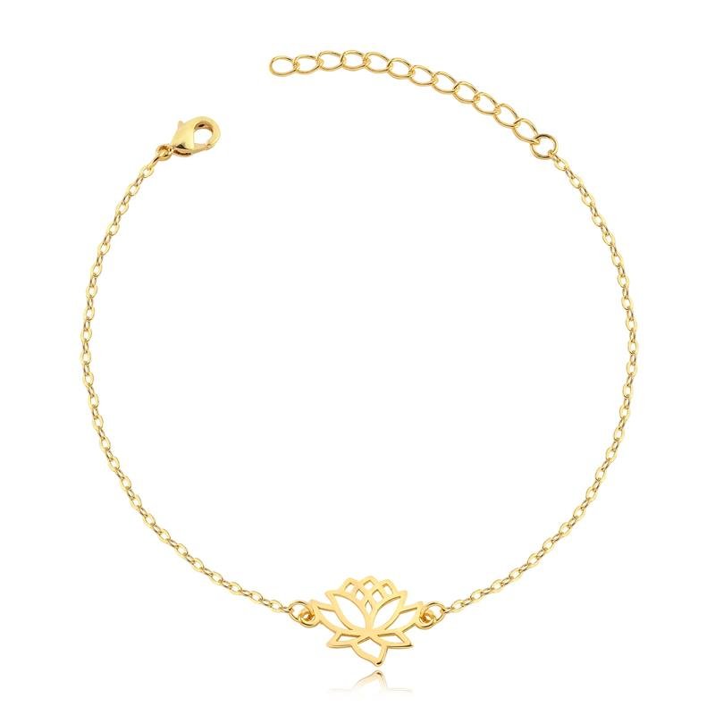 PULSEIRA PING FLOR DE LOTUS VAZADA FOLHEADO A OURO