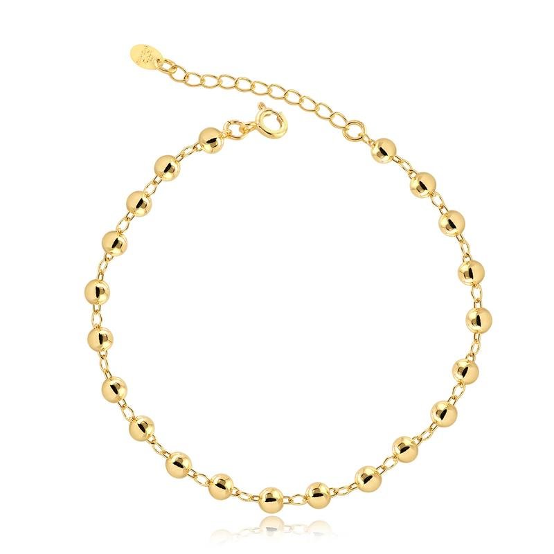 PULSEIRA BOLINHAS E EXTENSOR FOLHEADO A OURO