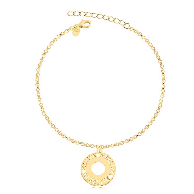 PULSEIRA COM DIZERES SONHE, ACREDITE E REALIZE FOLHEADO A OURO