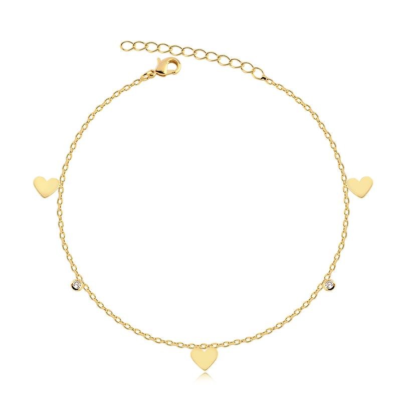 PULSEIRA CORAÇÕES COM ZIRCÔNIAS FOLHEADO A OURO