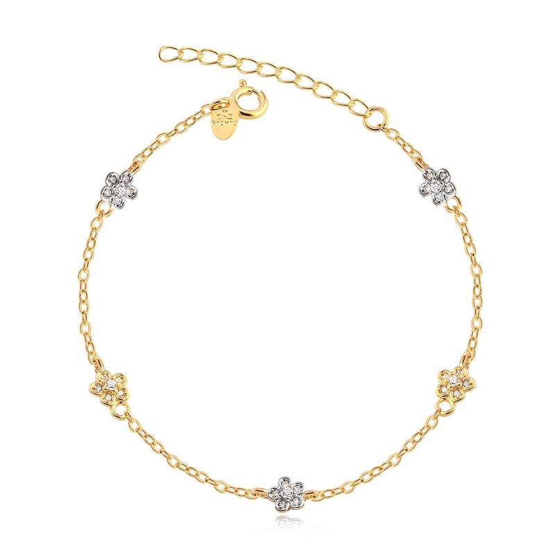 PULSEIRA FLORZINHAS CRAVEJADAS FOLHEADO A OURO
