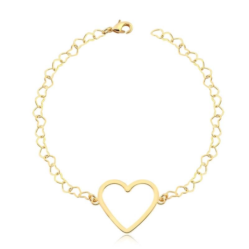 PULSEIRA CORAÇÃO VAZADO COM MALHA DE CORAÇÕES FOLHEADA A OURO