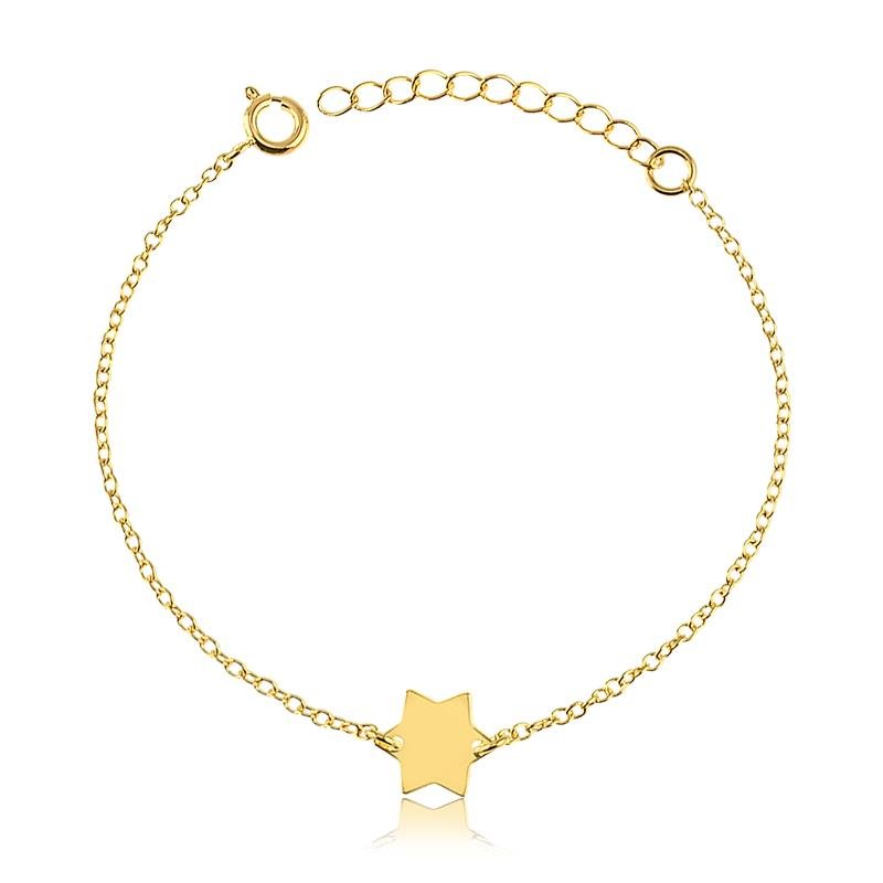 PULSEIRA COM PINGENTE ESTRELA DE 6 PONTAS FOLHEADO A OURO