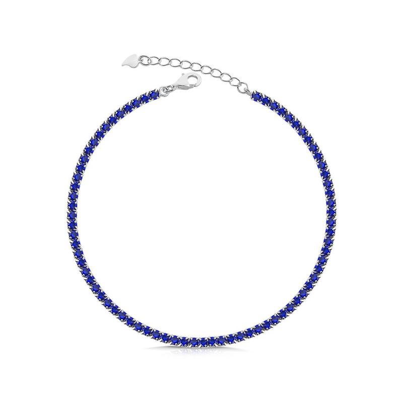 PULSEIRA RIVIERA PEDRAS DE ZIRCONIAS 2.00MM SAFIRA EM PRATA 925