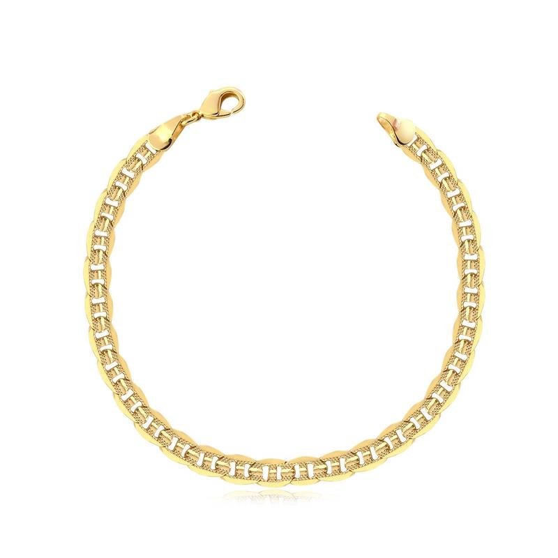 PULSEIRA MASCULINA ELOS PIASTRINE TEXTURIZADO FOLHEADA A OURO