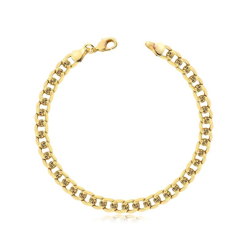 PULSEIRA MASCULINA ELOS GROUMET TEXTURIZADO FOLHEADA A OURO