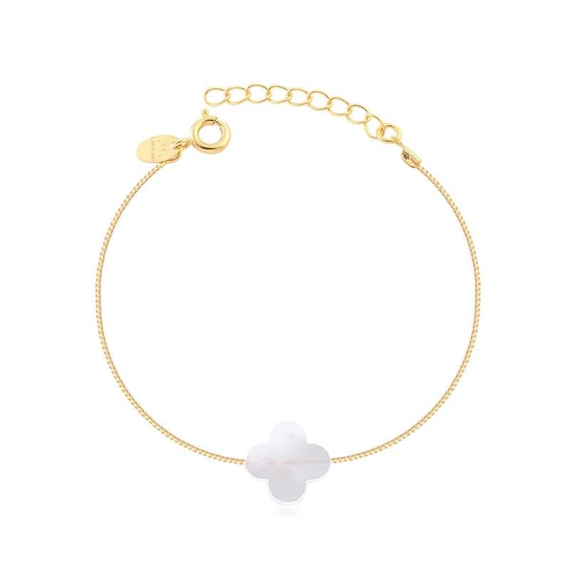 PULSEIRA VENEZIANA 0,60 COM PING FLOR MADRE PÉROLA FOLHEADA A OURO 16