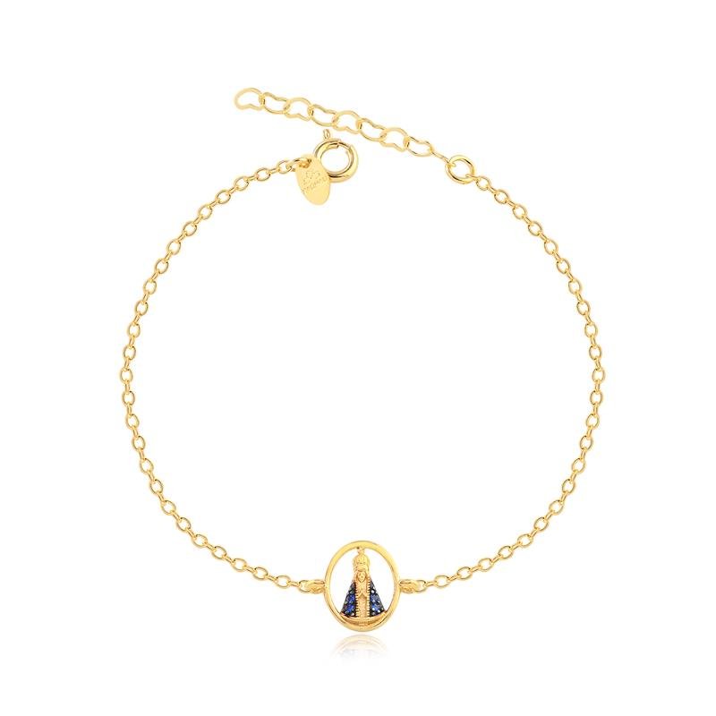 PULSEIRA NOSSA SENHORA APARECIDA FOLHEADA A OURO 16