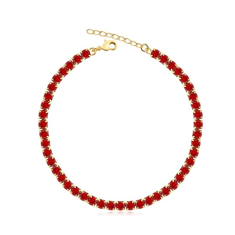 Pulseira Riviera Zircônias Rubi Folheada A Ouro