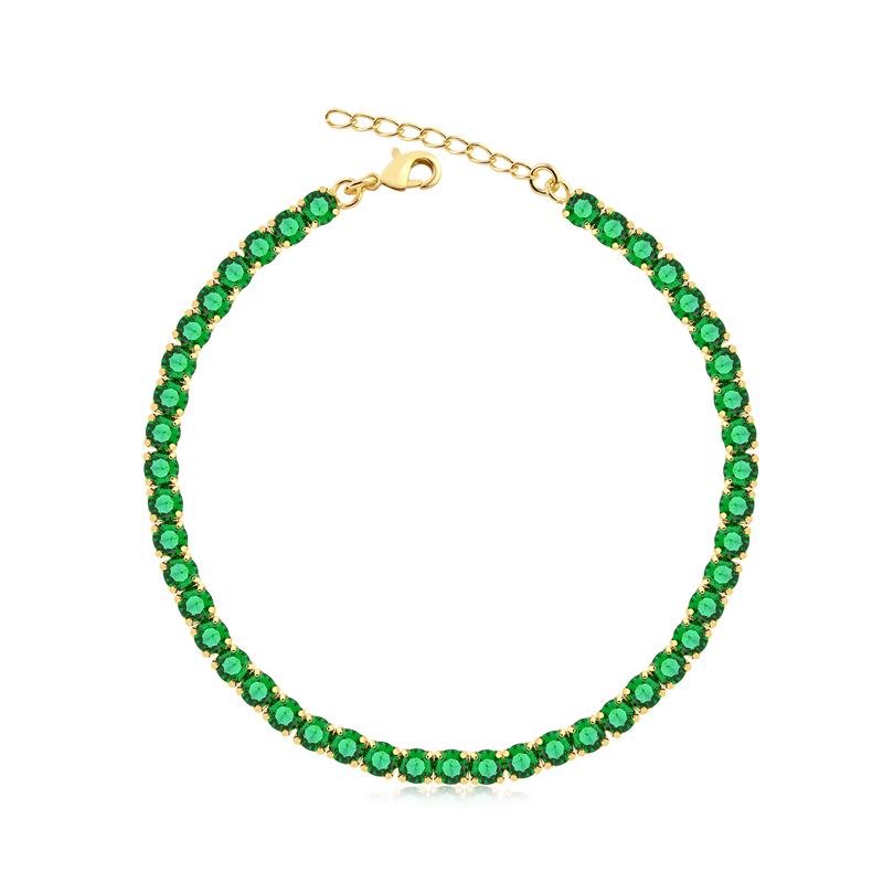 Pulseira Riviera Zircônias Verde Folheada A Ouro