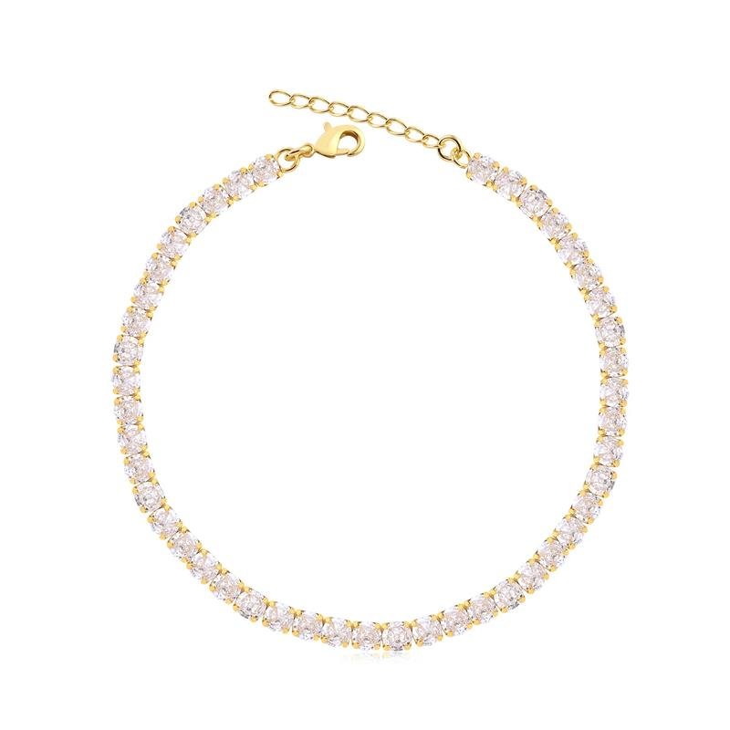 Pulseira Riviera Zircônias Cristal Folheada A Ouro