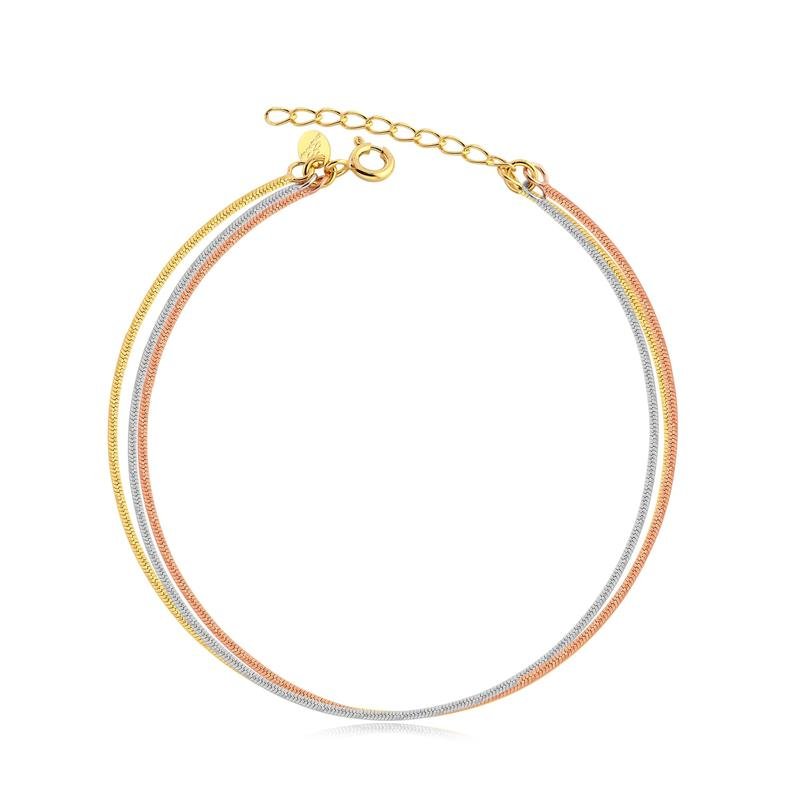 PULSEIRA RABO DE RATO DIAMANTADA TRIPLA FOLHEADA A OURO