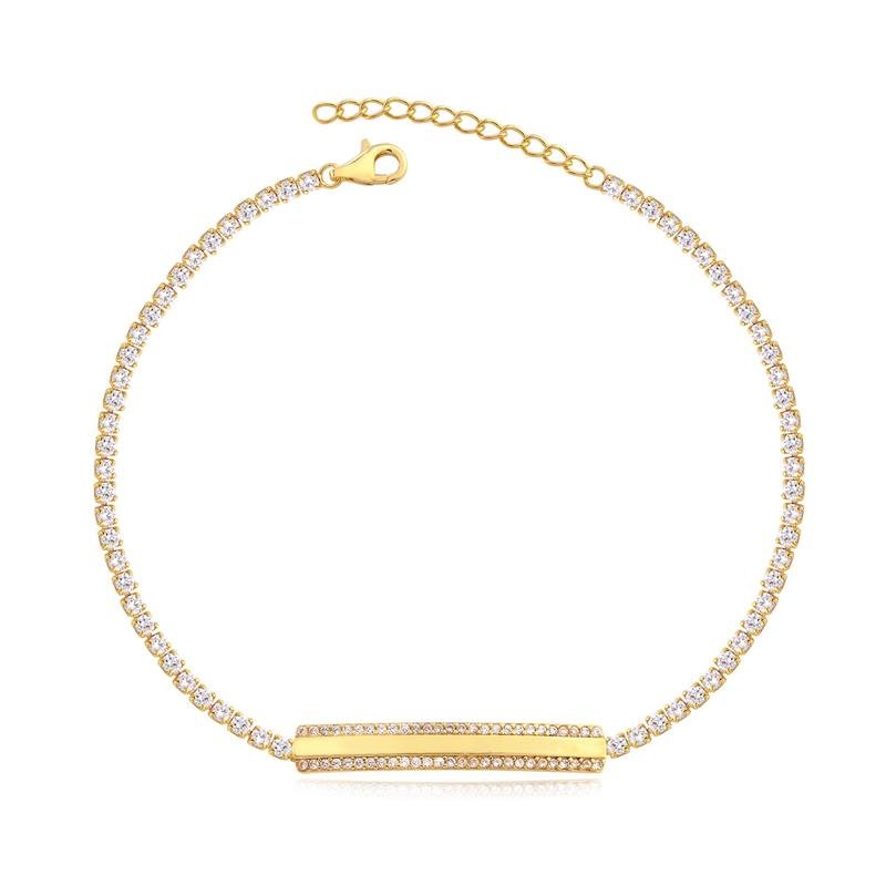 PULSEIRA RIVIERA COM CHAPINHA CRAVEJADA FOLHEADA A OURO