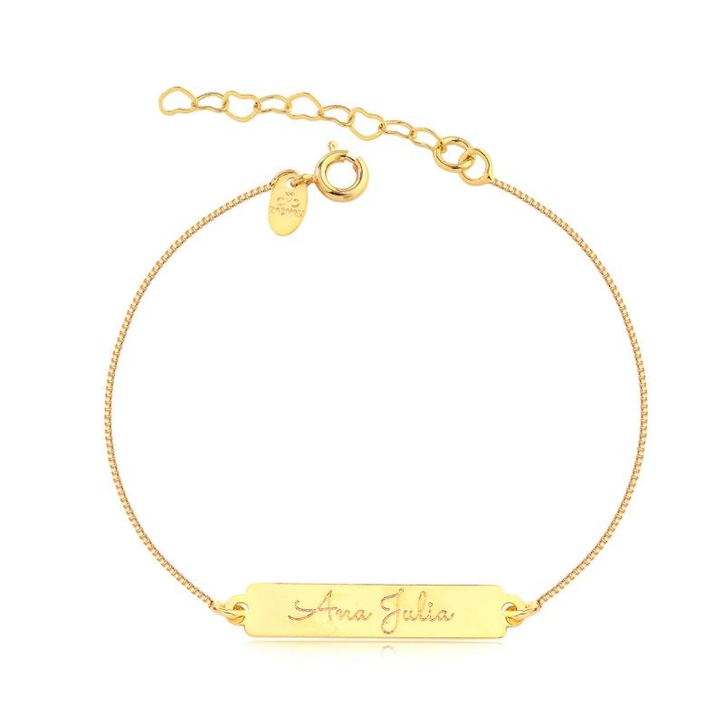 Pulseira Nome Personalizado Menina Folheada A Ouro