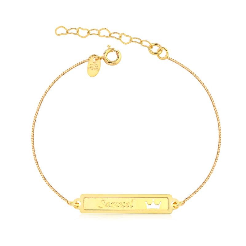 Pulseira Nome Personalizado Menino Rei Folheada A Ouro
