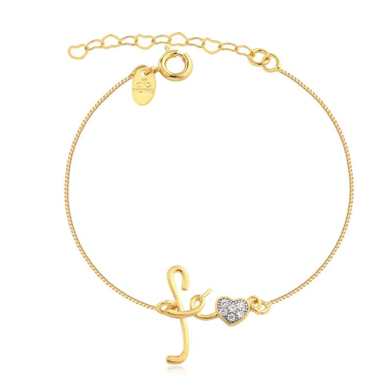 Tornozeleira Radhau Escrita Fé Folheada A Ouro 18k