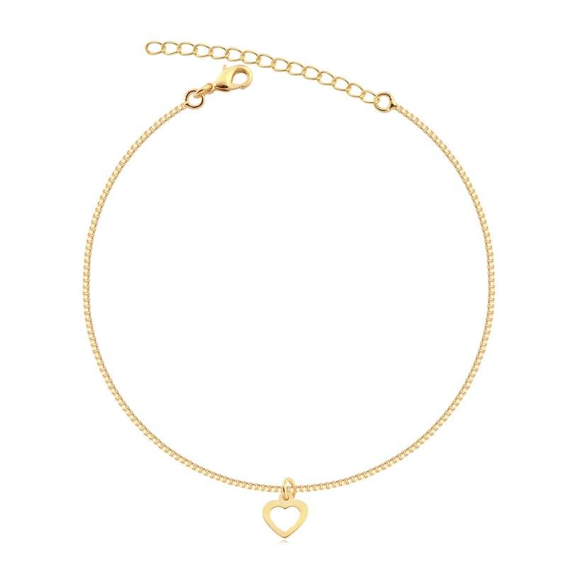 Tornozeleira com Pingente de Coração Folheada a Ouro