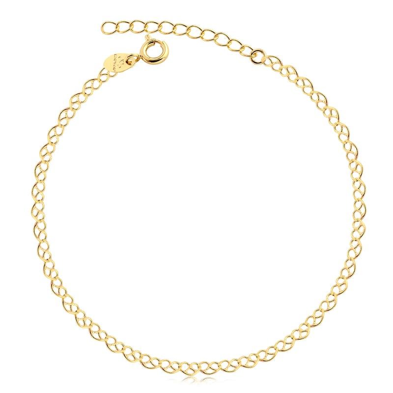 Tornozeleira Malha Rendada Folheada A Ouro 18k