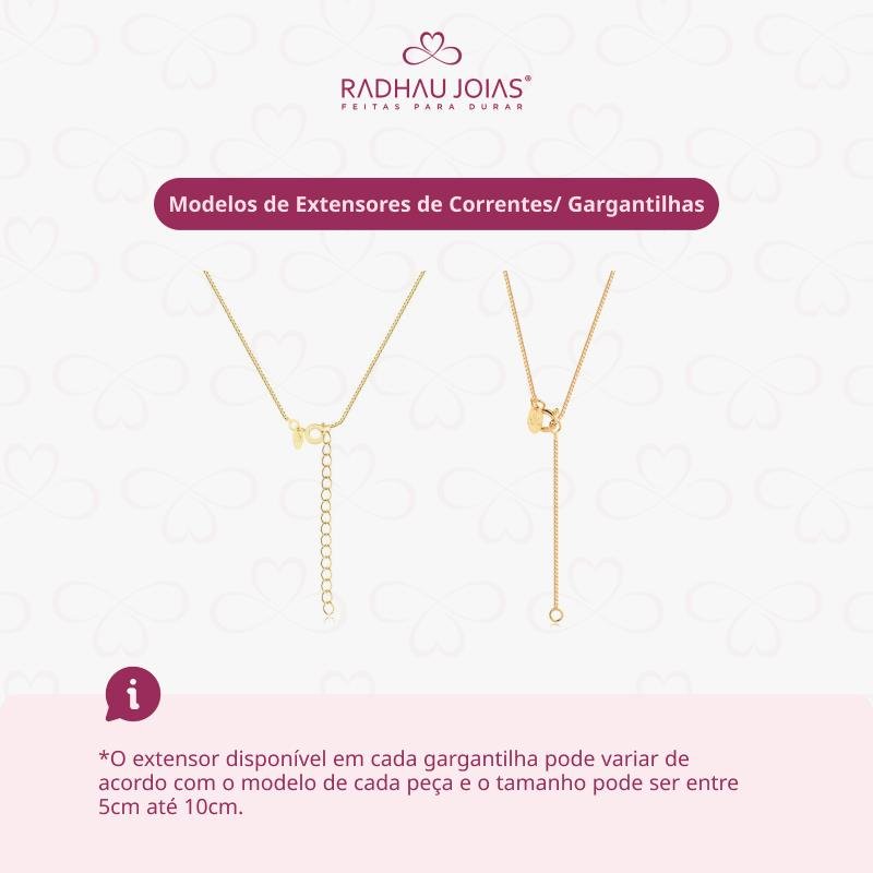GARGANTILHA CHOKER 32CM COM EXTENSOR DE 10CM CORAÇÃO VAZADO E PEROLAS FOLHEADO A OURO